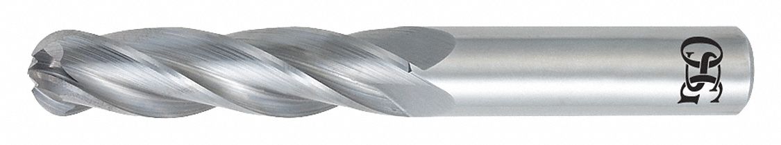 Ball End Mill: Carbide, TiAlN Coated, 4 Flute, 1/2" Mill Dia, 2" LOC, 4" OAL, List 462BN