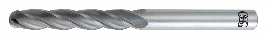 Ball End Mill: Carbide, TiAlN Coated, 4 Flute, 1/2" Mill Dia, 3" LOC, 6" OAL, List 484BN