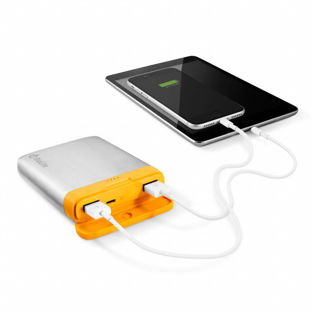 BIOLITE Rechargeable Power Bank, Number of Output Connectors 2, 12 in Cable Length, 10,400mAh 