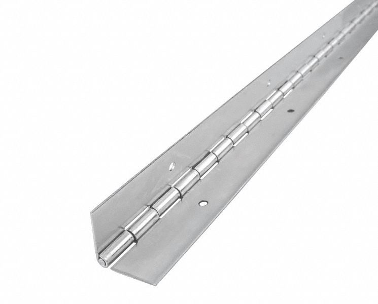 Piano Hinge: Stainless Steel, 72 in Leaf Ht, 3 in Leaf Wd, Through Hole