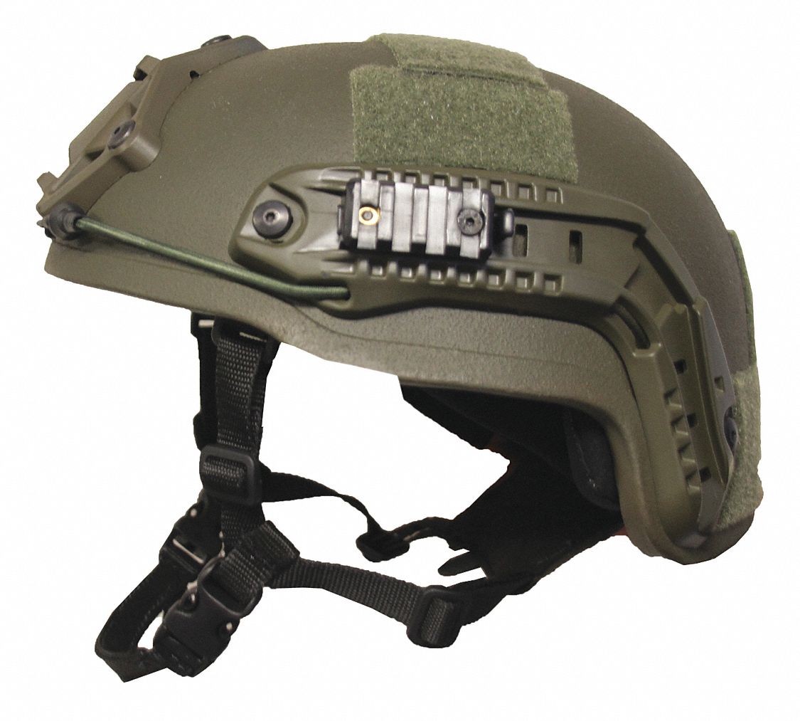 Ballistic Helmet: L Fits Hat Size, Aramid, 1/2 in Pad Thick, Level IIIA