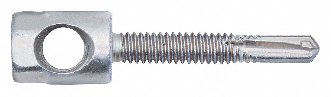 Horizontal Rod Hanger: 3/8 in Overall Dia, 1 3/4 in Overall Lg, 1/4 in Screw Size, 25 PK