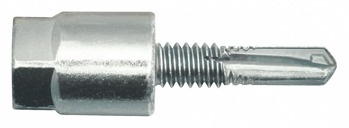 Vertical Rod Hanger: 3/8 in Overall Dia, 2 1/4 in Overall Lg, 1/4 in Screw Size, Steel, 25 PK