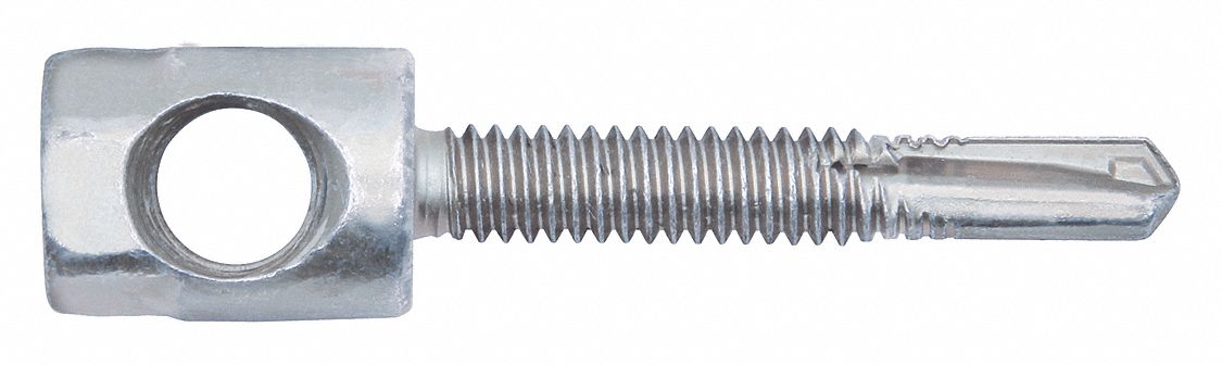 Horizontal Rod Hanger: 3/8 in Overall Dia, 1 3/4 in Overall Lg, 1/4 in Screw Size, 25 PK