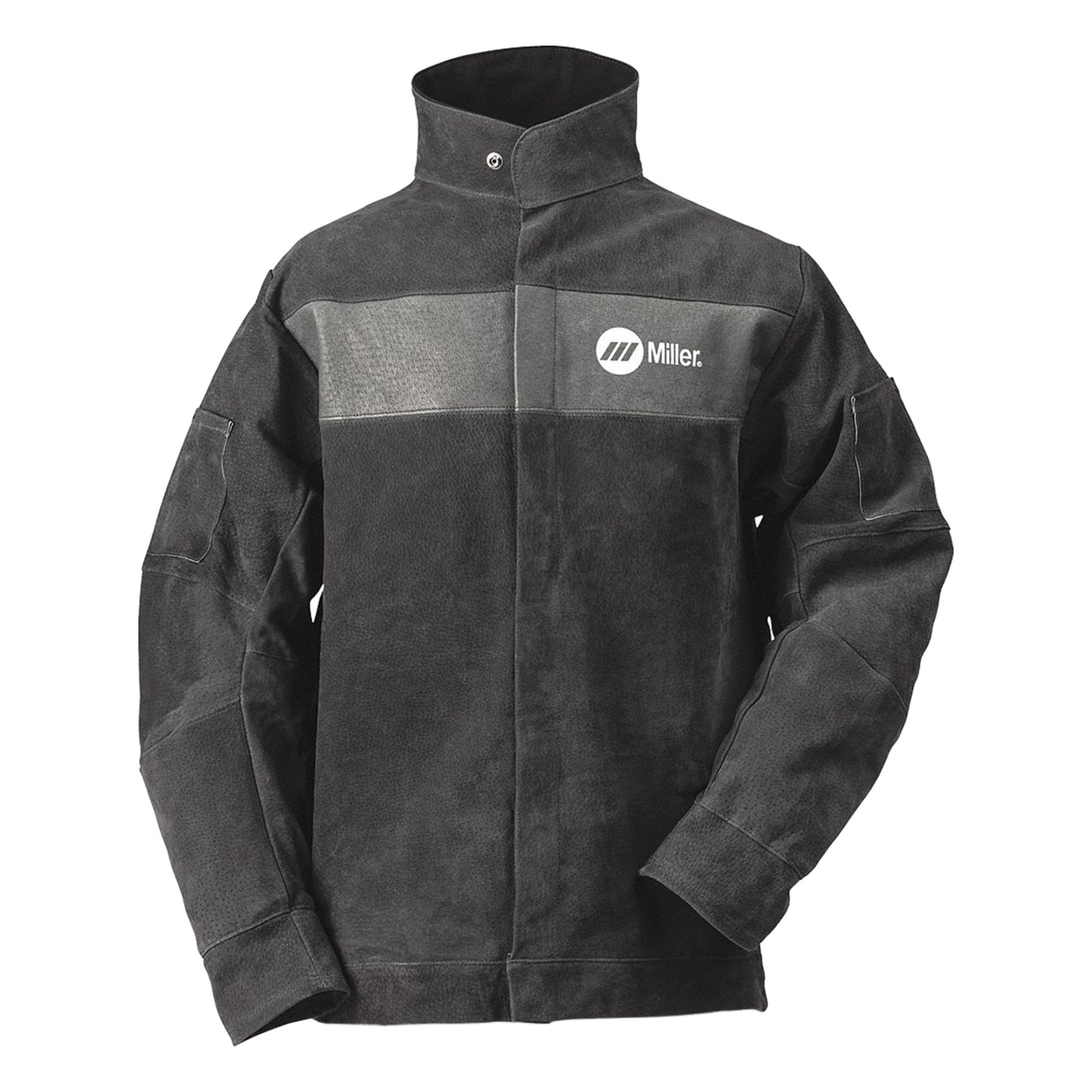 Welding Jacket: Men's, Pigskin ( 2 oz ), Gray, Snaps, 2 Total Pockets, XL, 30 in Lg