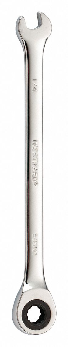 Combination Wrench: Alloy Steel, Chrome, 1/4 in Head Size, 4 7/8 in Overall Lg, Std