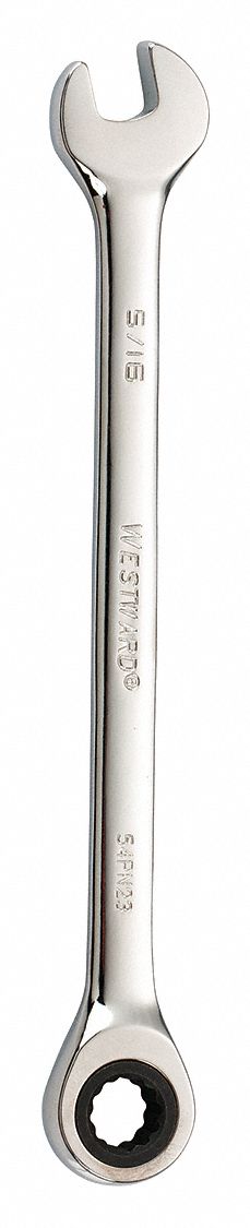 Combination Wrench: Alloy Steel, Chrome, 5/16 in Head Size, 5 1/2 in Overall Lg, Std