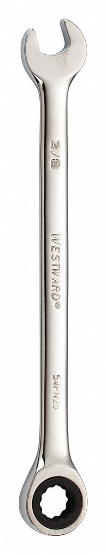 Combination Wrench: Alloy Steel, Chrome, 3/8 in Head Size, 6 1/8 in Overall Lg, Std