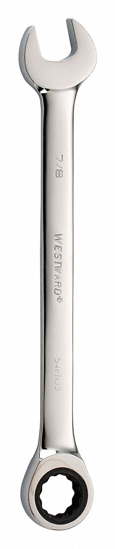 Combination Wrench: Alloy Steel, Chrome, 7/8 in Head Size, 11 1/2 in Overall Lg, Std