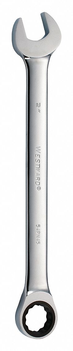 Combination Wrench: Alloy Steel, Chrome, 2 in Head Size, 25 3/4 in Overall Lg, Std