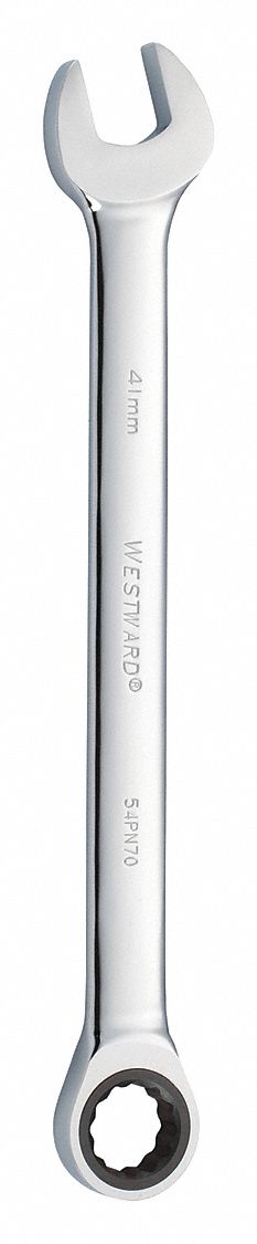 Combination Wrench: Alloy Steel, Chrome, 41 mm Head Size, 22 5/8 in Overall Lg, Std