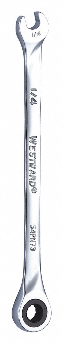 Combination Wrench: Alloy Steel, Chrome, 1/4 in Head Size, 5 1/4 in Overall Lg, Std