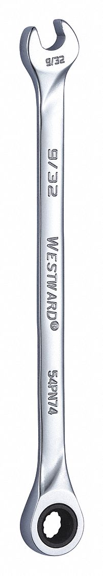 Combination Wrench: Alloy Steel, Chrome, 9/32 in Head Size, 5 7/8 in Overall Lg, Std