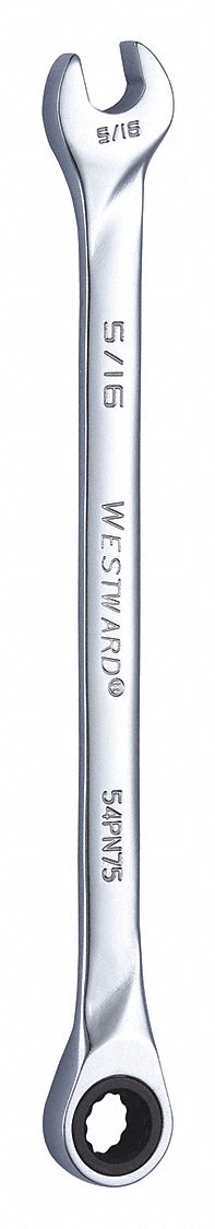 Combination Wrench: Alloy Steel, Chrome, 5/16 in Head Size, 5 7/8 in Overall Lg, Std