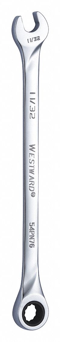 COMBINATION WRENCH, ALLOY STEEL, CHROME, 11/32 IN HEAD SIZE, 7 IN OVERALL L, STANDARD