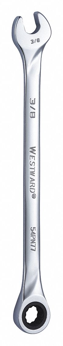 COMBINATION WRENCH, ALLOY STEEL, CHROME, 3/8 IN HEAD SIZE, 7 IN OVERALL L, STANDARD