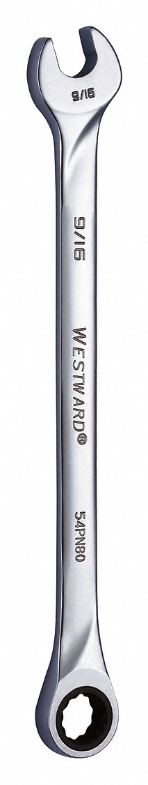 COMBINATION WRENCH, ALLOY STEEL, CHROME, 9/16 IN HEAD SIZE, 9⅛ IN OVERALL L, STANDARD