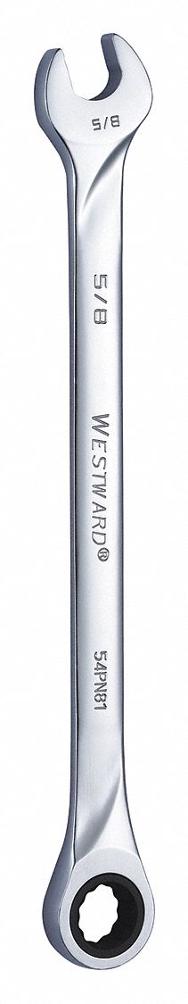 COMBINATION WRENCH, ALLOY STEEL, CHROME, ⅝ IN HEAD SIZE, 10⅛ IN OVERALL L, STANDARD