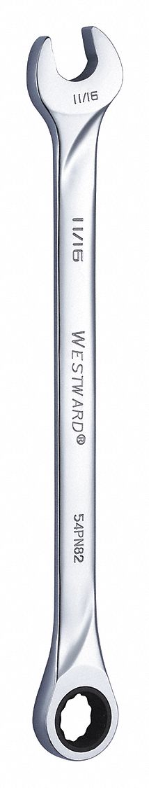 Combination Wrench: Alloy Steel, Chrome, 11/16 in Head Size, 10 3/4 in Overall Lg, Std