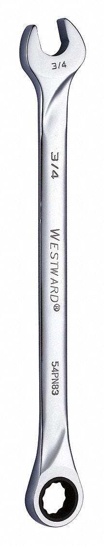 COMBINATION WRENCH, ALLOY STEEL, CHROME, 3/4 IN HEAD SIZE, 12 IN OVERALL L, STANDARD