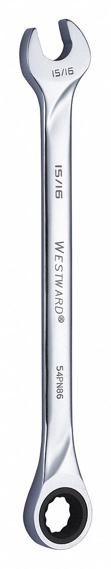 Combination Wrench: Alloy Steel, Chrome, 15/16 in Head Size, 14 in Overall Lg, Std
