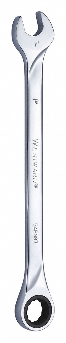 Combination Wrench: Alloy Steel, Chrome, 1 in Head Size, 14 1/2 in Overall Lg, Std