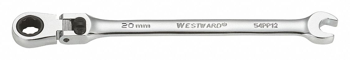 COMBINATION WRENCH, ALLOY STEEL, CHROME, 20 MM HEAD SIZE, 11 IN OVERALL L, FLEX
