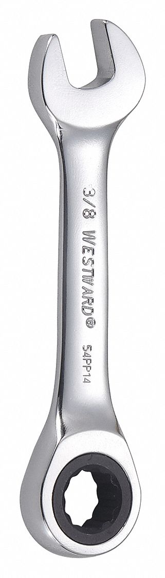 Combination Wrench: Alloy Steel, Chrome, 3/8 in Head Size, 3 5/8 in Overall Lg, Std