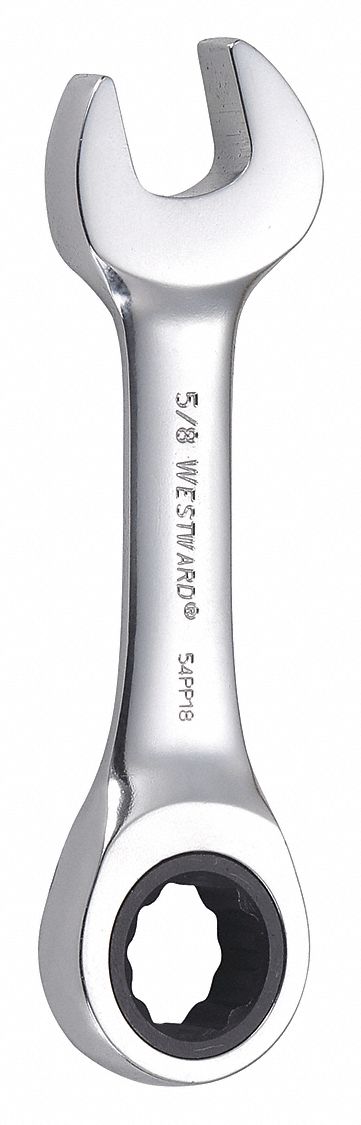 Combination Wrench: Alloy Steel, Chrome, 5/8 in Head Size, 4 3/4 in Overall Lg, Std, SAE