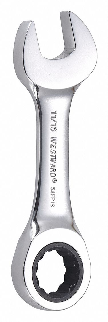 Combination Wrench: Alloy Steel, Chrome, 11/16 in Head Size, 4 7/8 in Overall Lg, Std