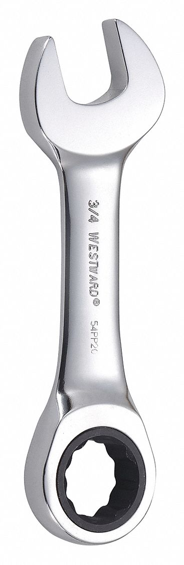 COMBINATION WRENCH, ALLOY STEEL, CHROME, 3/4 IN HEAD SIZE, 5 3/8 IN OVERALL L, STANDARD