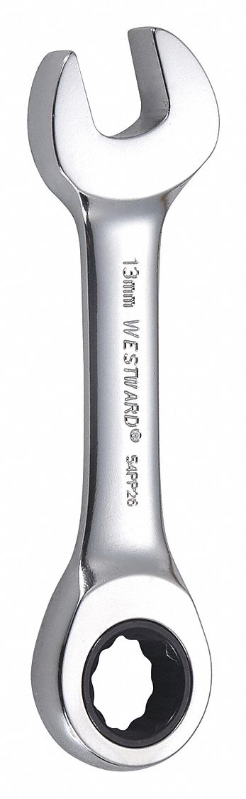 COMBINATION WRENCH, ALLOY STEEL, CHROME, 13 MM HEAD SIZE, 4 1/8 IN OVERALL L, STANDARD