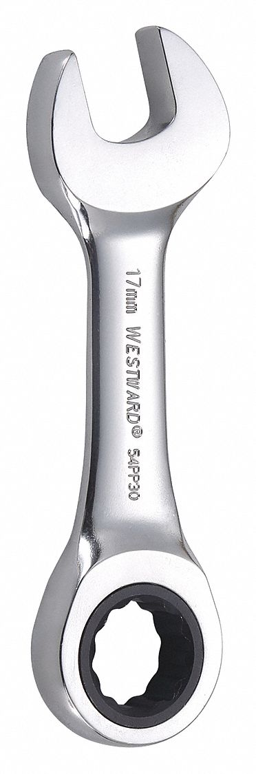 COMBINATION WRENCH, ALLOY STEEL, CHROME, 17 MM HEAD SIZE, 4 7/8 IN OVERALL L, STANDARD