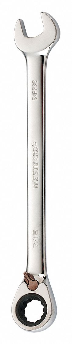 COMBINATION WRENCH, ALLOY STEEL, CHROME, 7/16 IN HEAD SIZE, 6 1/2 IN OVERALL L, OFFSET