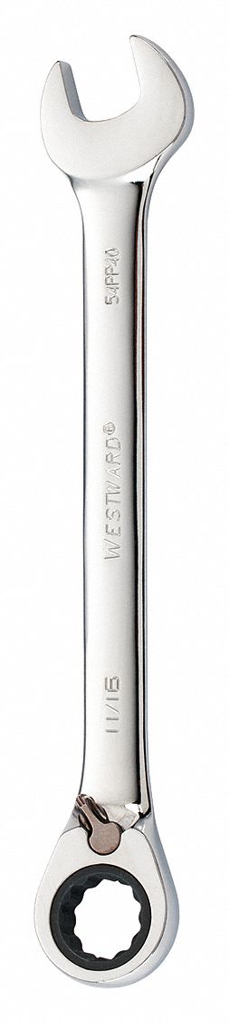 Combination Wrench: Alloy Steel, Chrome, 11/16 in Head Size, 8 7/8 in Overall Lg, Offset