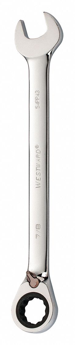Combination Wrench: Alloy Steel, Chrome, 7/8 in Head Size, 11 1/2 in Overall Lg, Offset