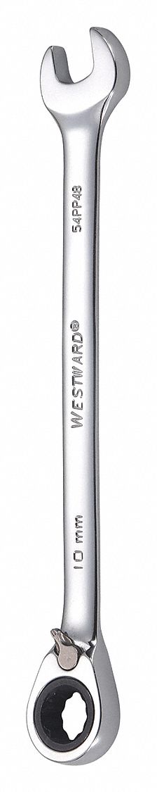 COMBINATION WRENCH, ALLOY STEEL, CHROME, 10 MM HEAD SIZE, 6 1/8 IN OVERALL L, OFFSET