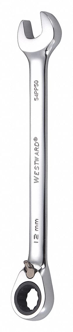 COMBINATION WRENCH, ALLOY STEEL, CHROME, 12 MM HEAD SIZE, 6 3/4 IN OVERALL L, OFFSET