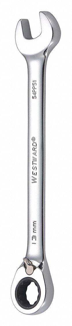 COMBINATION WRENCH, ALLOY STEEL, CHROME, 13 MM HEAD SIZE, 7 IN OVERALL L, OFFSET