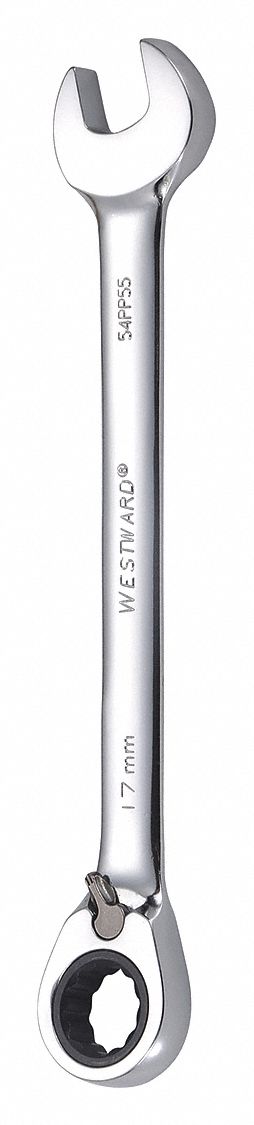 COMBINATION WRENCH, ALLOY STEEL, CHROME, 17 MM HEAD SIZE, 8 7/8 IN OVERALL L, OFFSET
