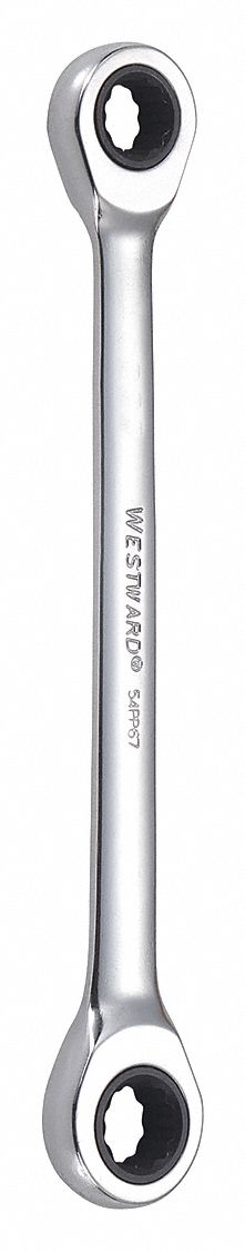 BOX END WRENCH, ALLOY STEEL, CHROME, 8 MM/9 MM HEAD SIZE, 5 IN OVERALL L, STANDARD, STRAIGHT