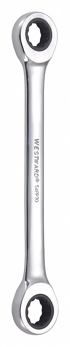 BOX END WRENCH, ALLOY STEEL, CHROME, 14 MM/15 MM HEAD SIZE, 7½ IN OVERALL L, STANDARD