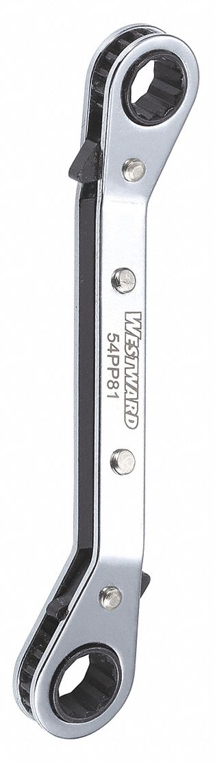 BOX END WRENCH, ALLOY STEEL, CHROME, 13 MM/14 MM HEAD SIZE, 6 1/2 IN OVERALL L, OFFSET