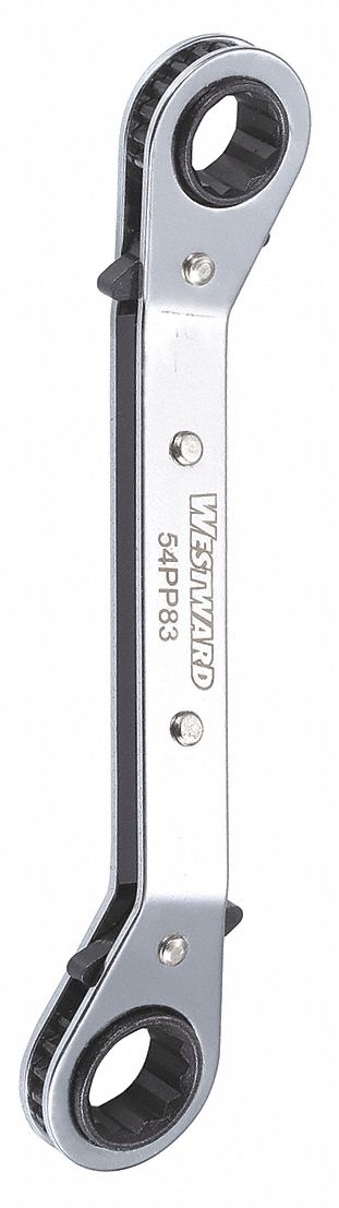 Box End Wrench: Alloy Steel, Chrome, 16 mm_18 mm Head Size, 7 3/4 in Overall Lg, Offset
