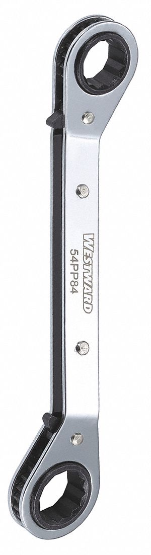 BOX END WRENCH, ALLOY STEEL, CHROME, 19 MM/21 MM HEAD SIZE, 8 7/8 IN OVERALL L, OFFSET