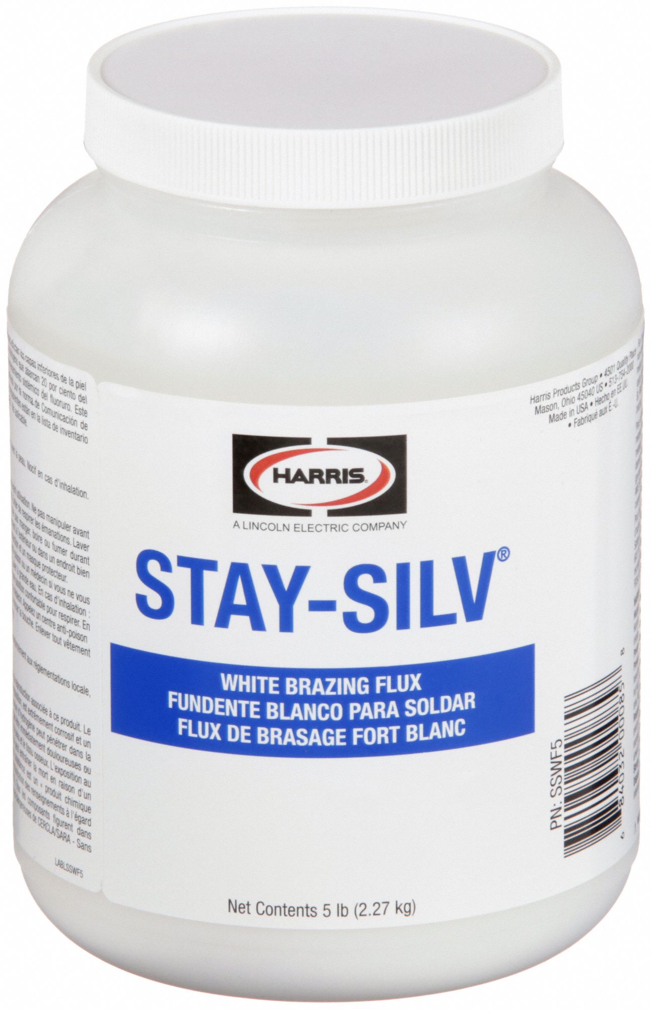 Brazing Flux: 5 lb, Jar, Paste, FB3-A, Stay-Silv White