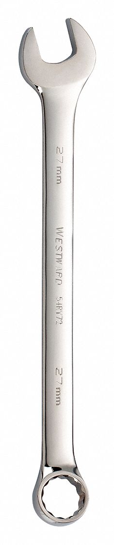 COMBINATION WRENCH, ALLOY STEEL, CHROME, 27 MM HEAD SIZE, 14 IN OVERALL L, OFFSET