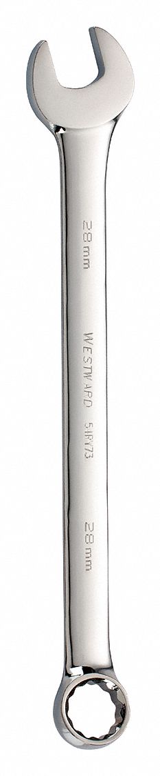COMBINATION WRENCH, ALLOY STEEL, CHROME, 28 MM HEAD SIZE, 15 3/4 IN OVERALL L, OFFSET