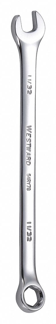 COMBINATION WRENCH, ALLOY STEEL, CHROME, 11/32 IN HEAD SIZE, 6 1/8 IN OVERALL L, OFFSET