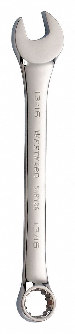 Combination Wrench: Alloy Steel, Chrome, 13/16 in Head Size, 10 1/2 in Overall Lg, Offset